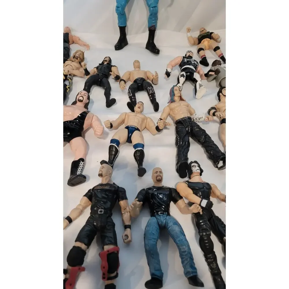 Vintage WWF WWE WCW Wrestling Action Figure Lot 25 Jakks DDP Sting Austin Hogan